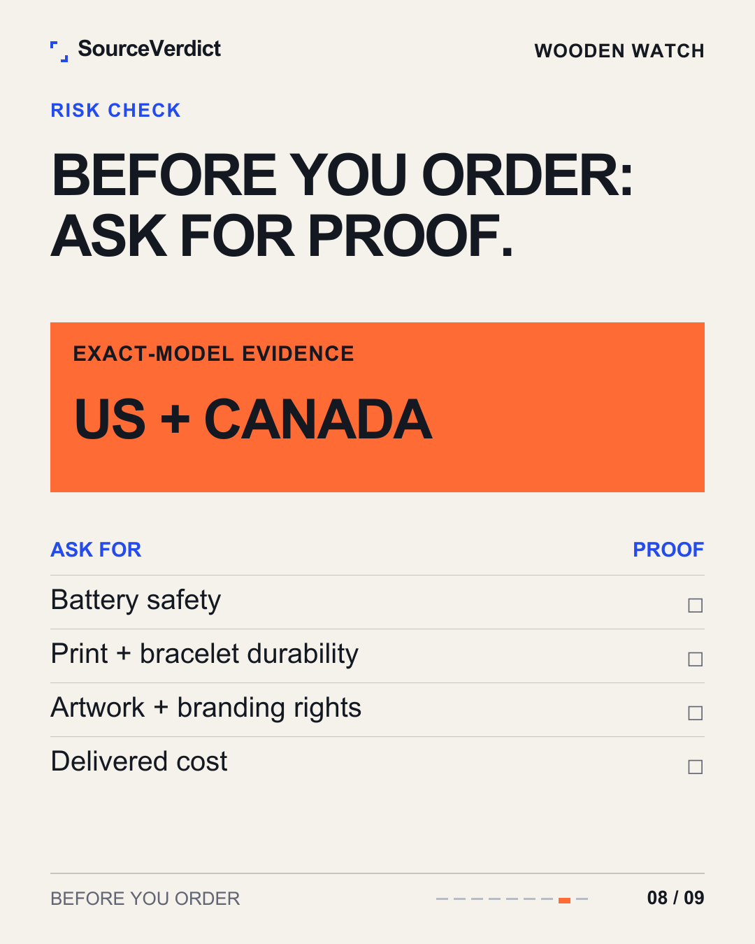 Slide 8 — Risk check: what to ask for before you order.